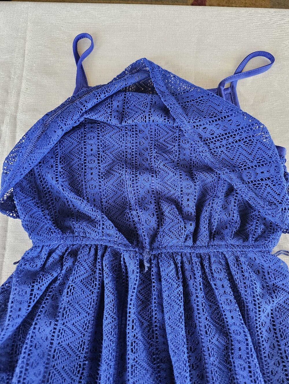 Bloome Girls Crochet Lace Lined Tiered Royal Blue Sleeveless Dress Girls Sz 10 - Picture 3 of 9